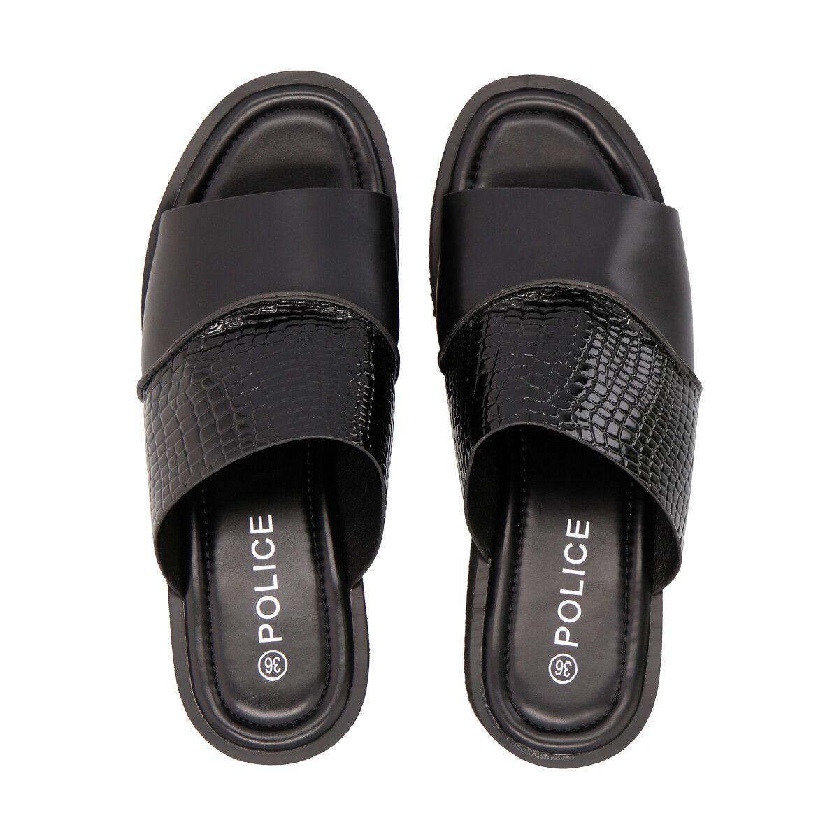 Sandalia  Mujer Negro July Crocco Police-1