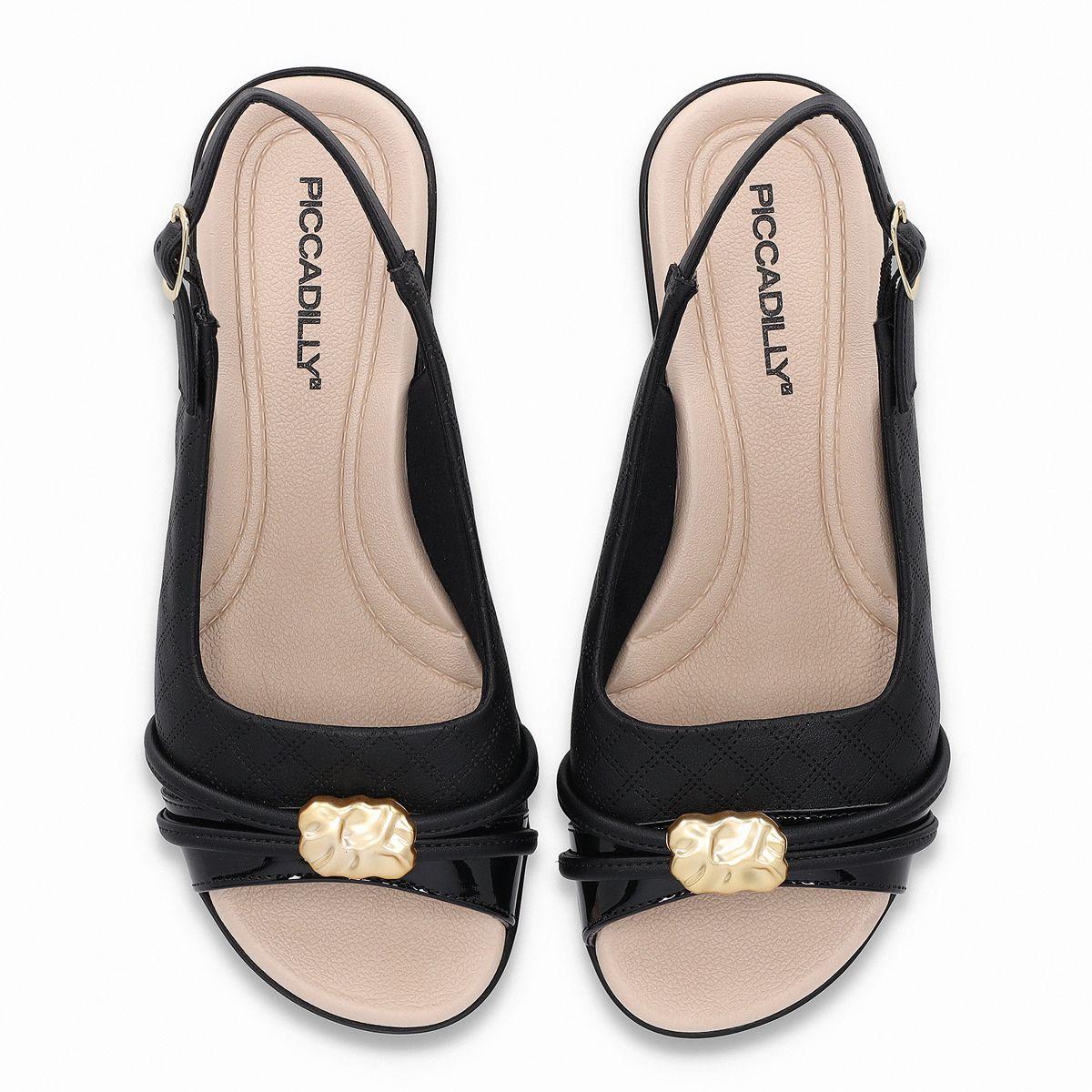 Sandalia Mujer Negro/Dorado Camila 0125 Piccadilly-1