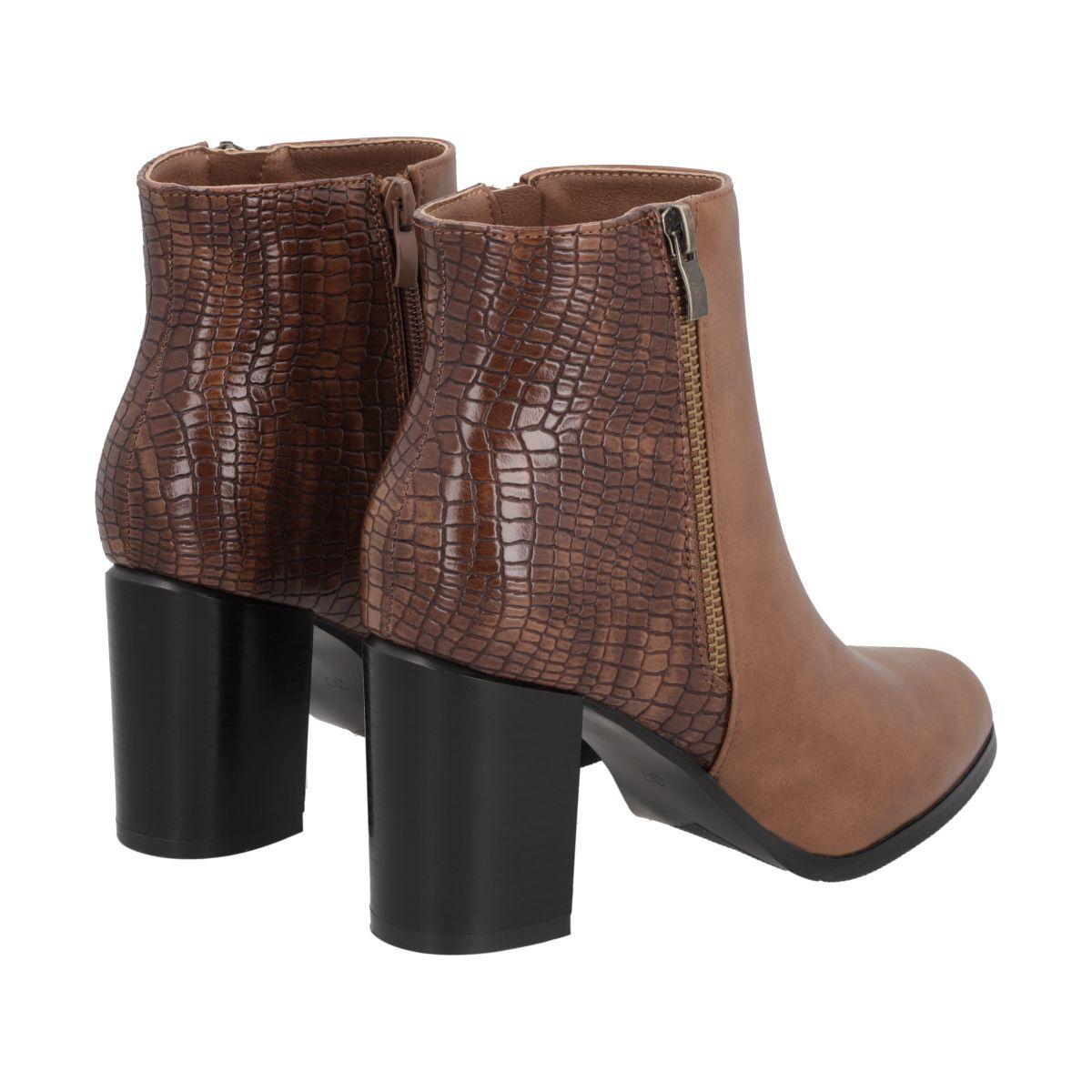 Botin Mujer Marrón Taco Medio Lux Police-3