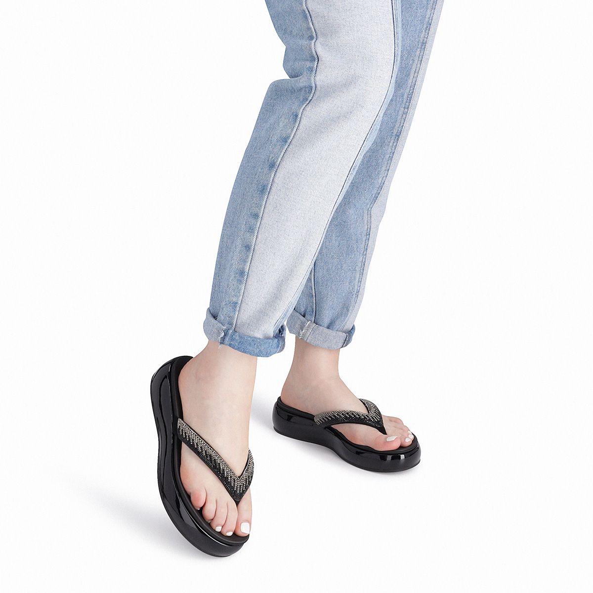 Sandalia Mujer Strass Sol Negro Piccadilly-1
