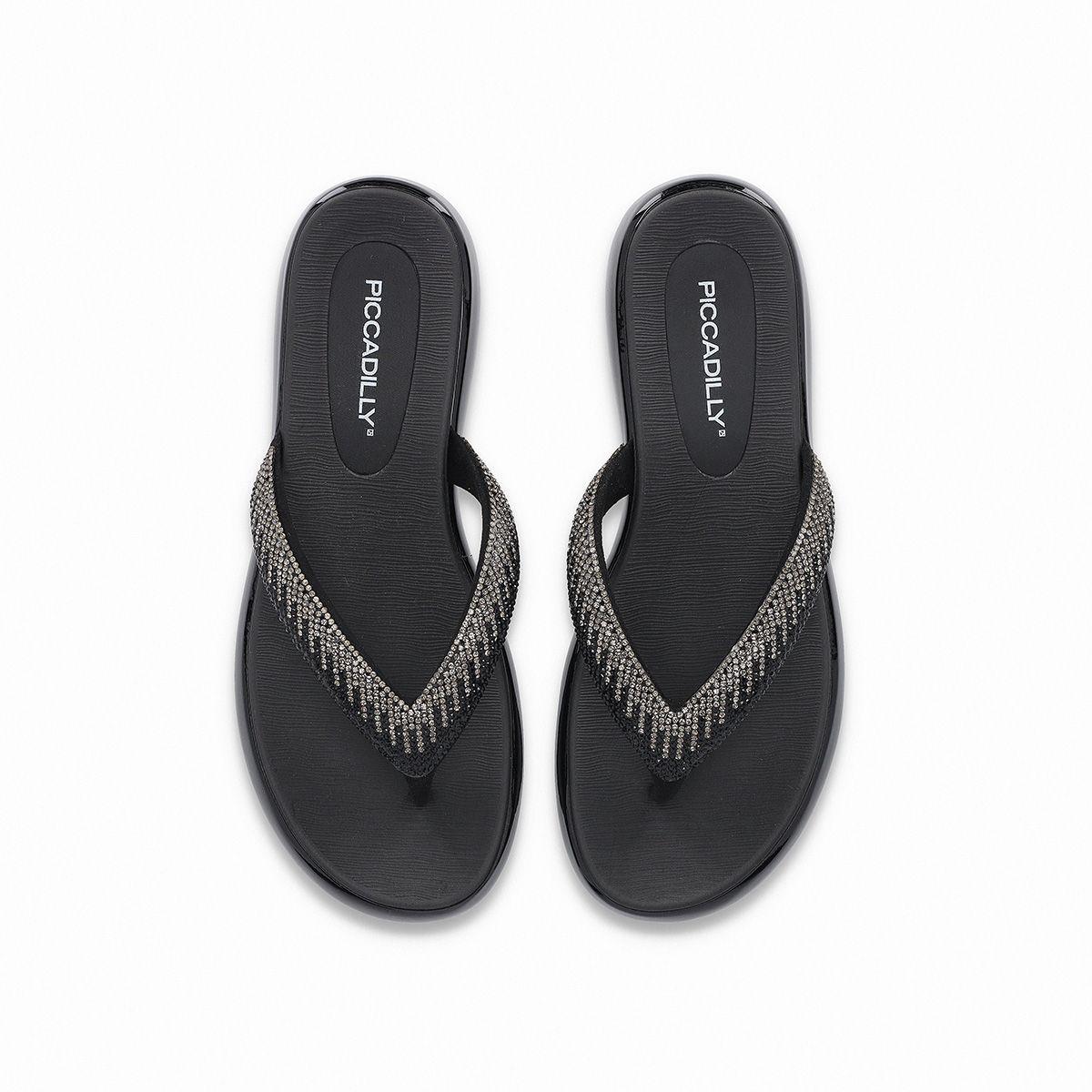 Sandalia Mujer Strass Sol Negro Piccadilly-3