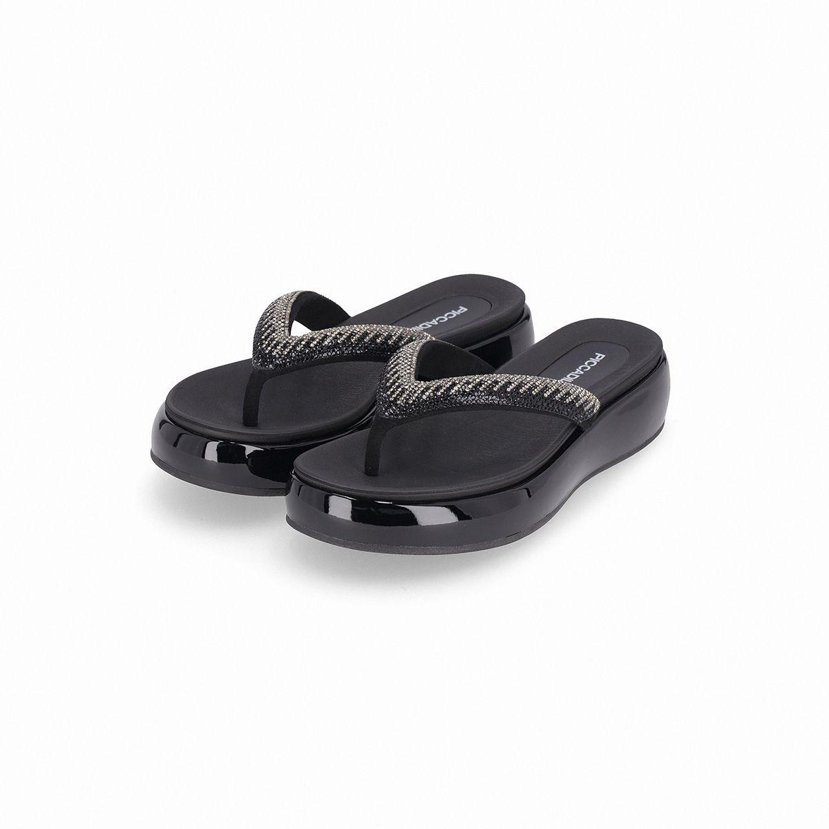 Sandalia Mujer Strass Sol Negro Piccadilly-2