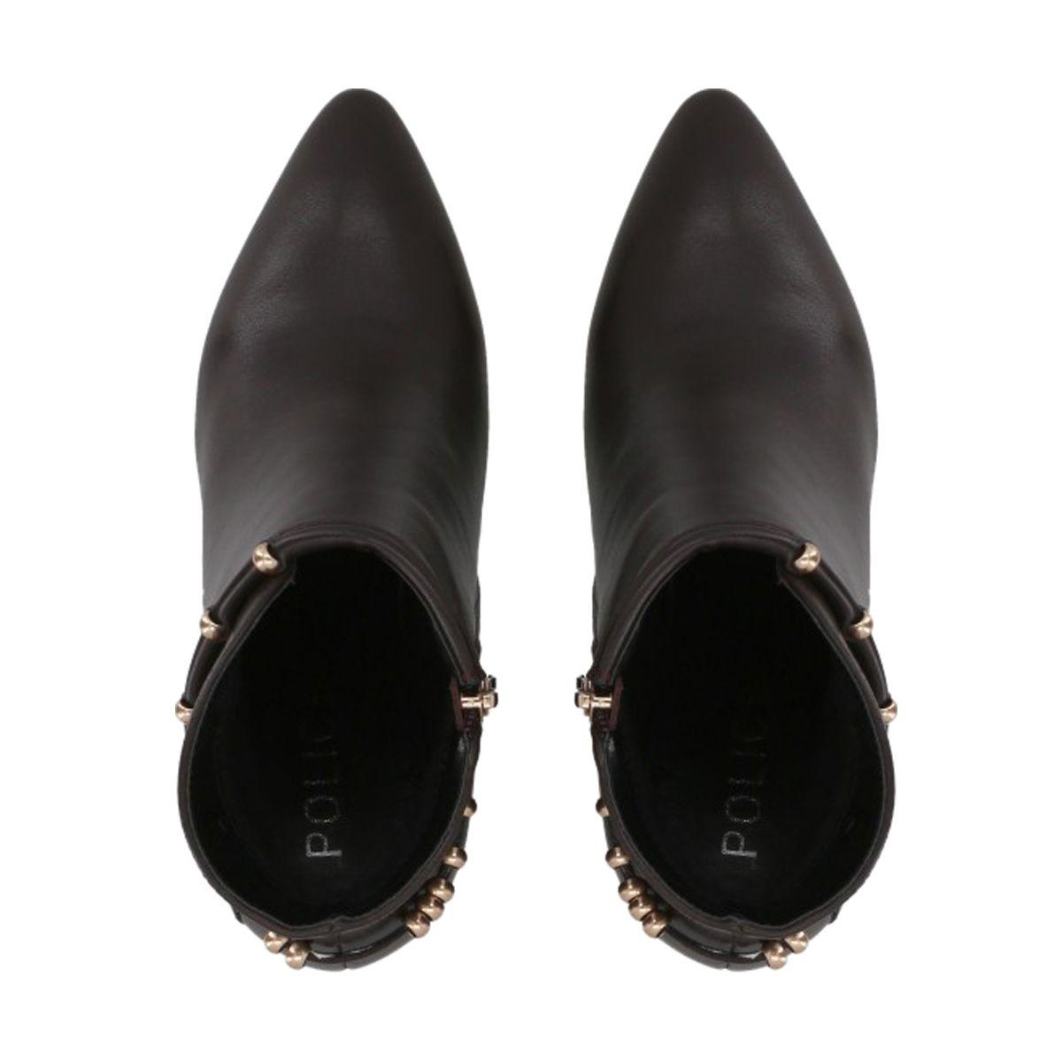 Botin Casual Mujer Café/Dorado Taco Medio Tini Police-1