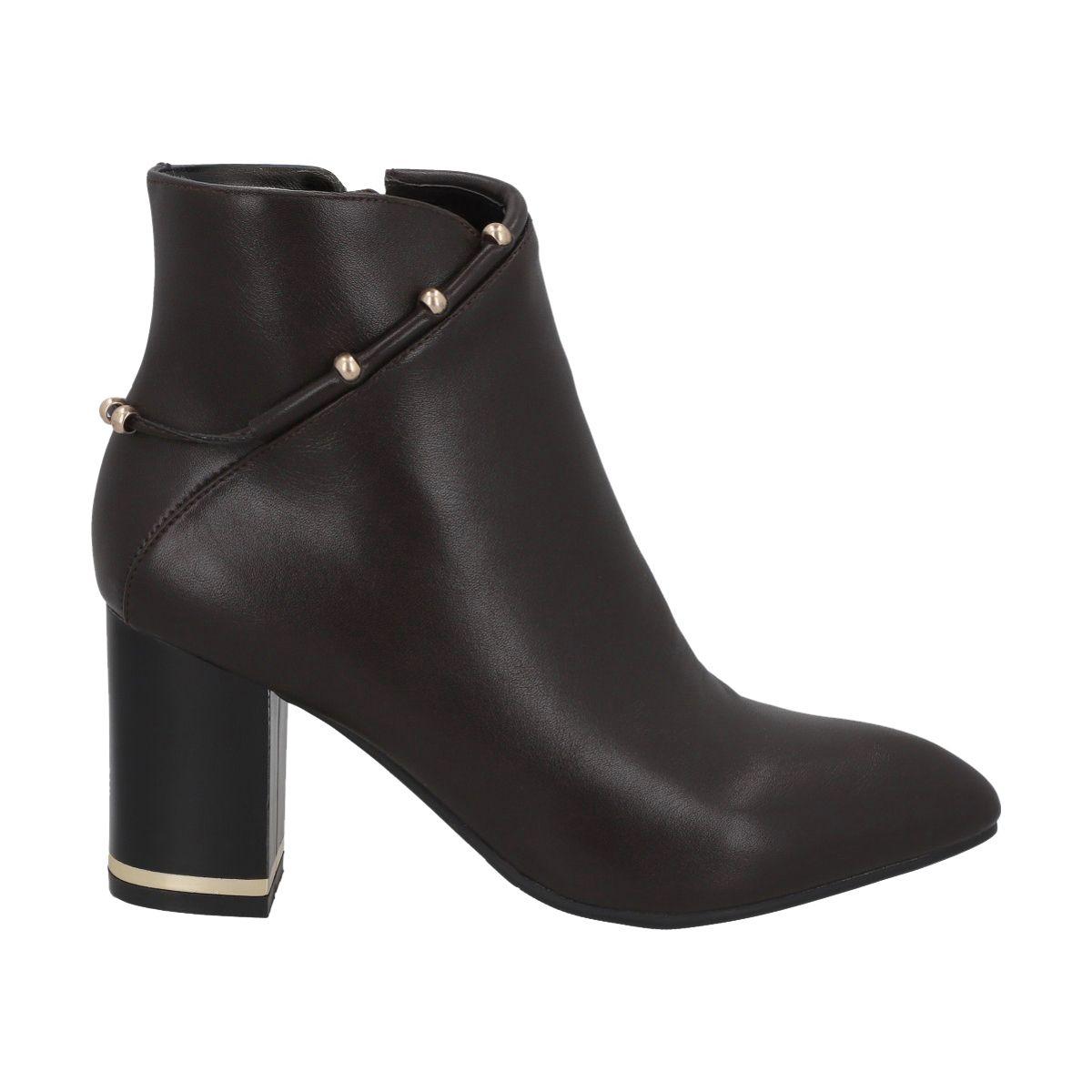 Botin Casual Mujer Café/Dorado Taco Medio Tini Police-0