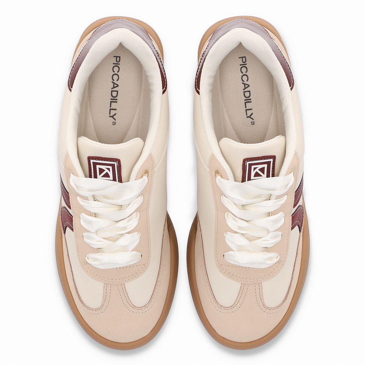 Zapatilla Mujer Beige/Burdeo Caroline Piccadilly-3