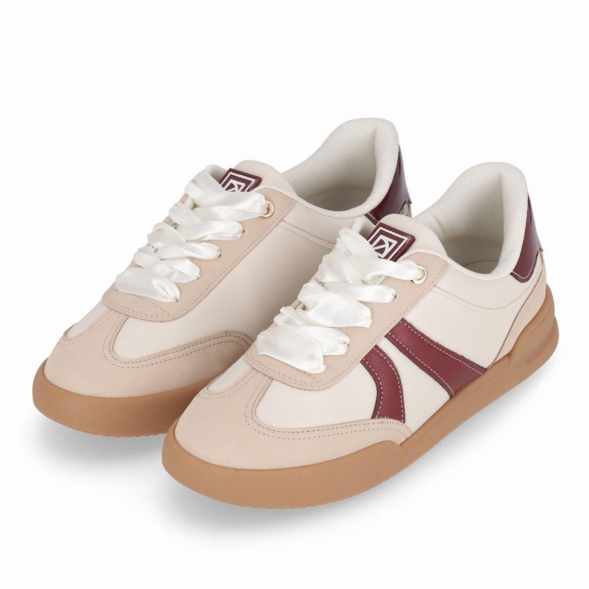 Zapatilla Mujer Beige/Burdeo Caroline Piccadilly-4