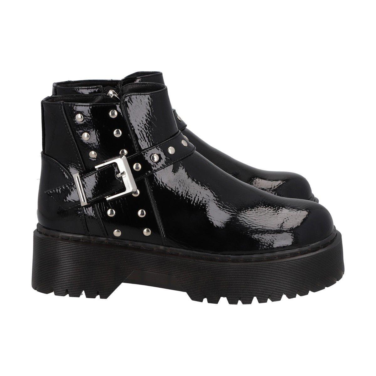 Botin Casual Mujer Negro Plataforma Rob 53  Police-2