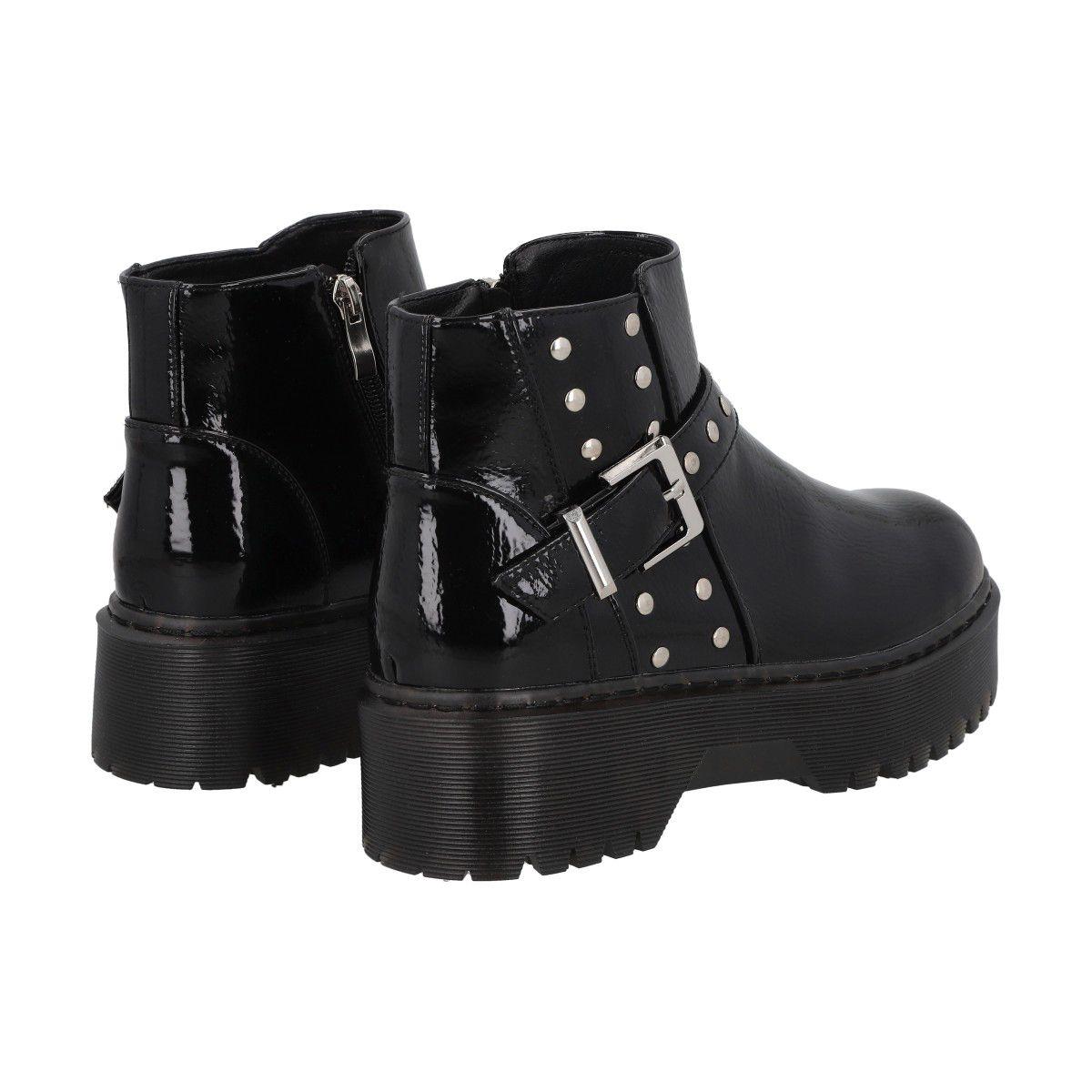 Botin Casual Mujer Negro Plataforma Rob 53  Police-4