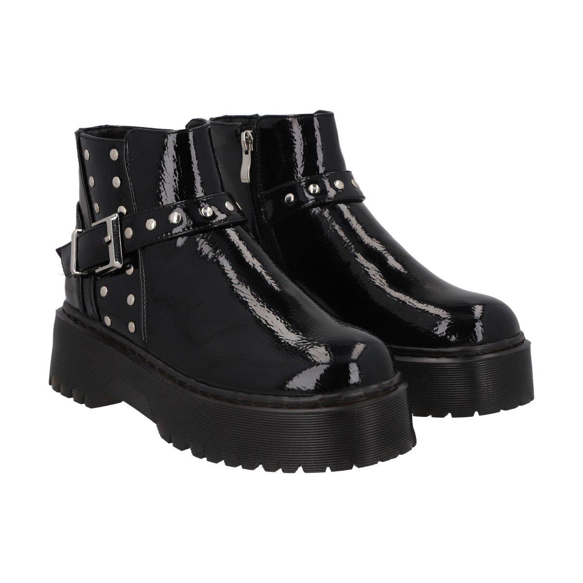 Botin Casual Mujer Negro Plataforma Rob 53  Police-3