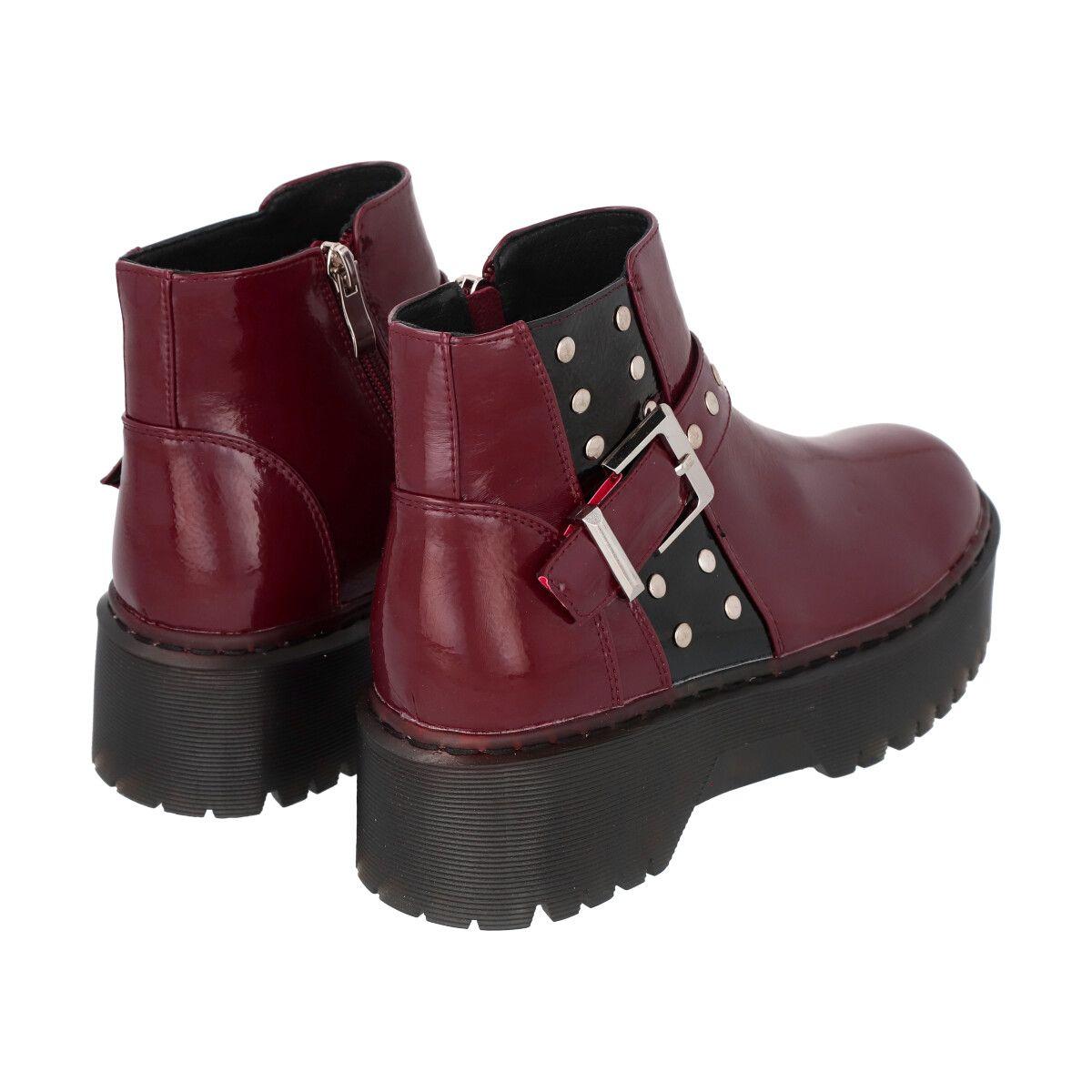 Botin Casual Mujer Burdeo Plataforma Rob 53 Police-4