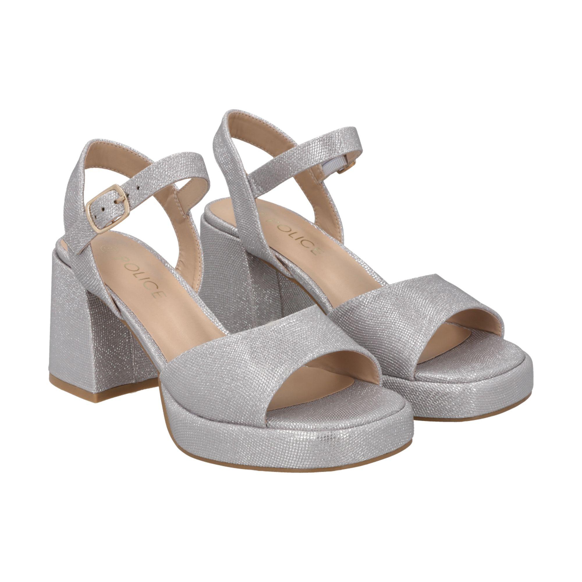 Sandalia Mujer Plateado/Snake Lissa Police-2