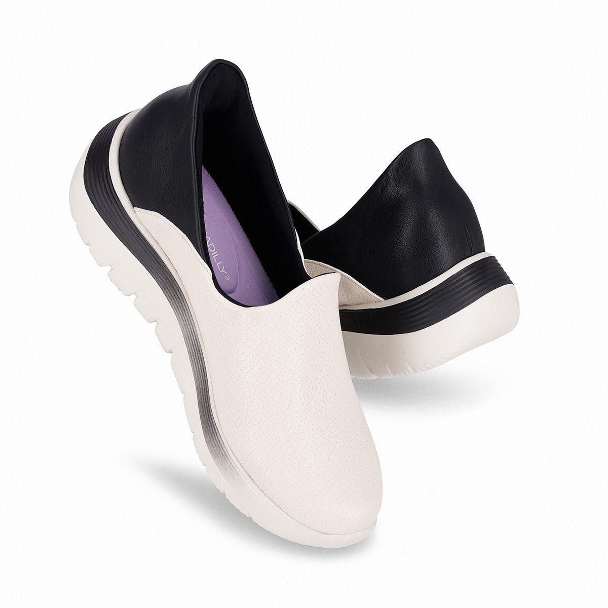 Zapatilla Urbana Mujer Fit Slip Negro/Hueso Piccadilly-5