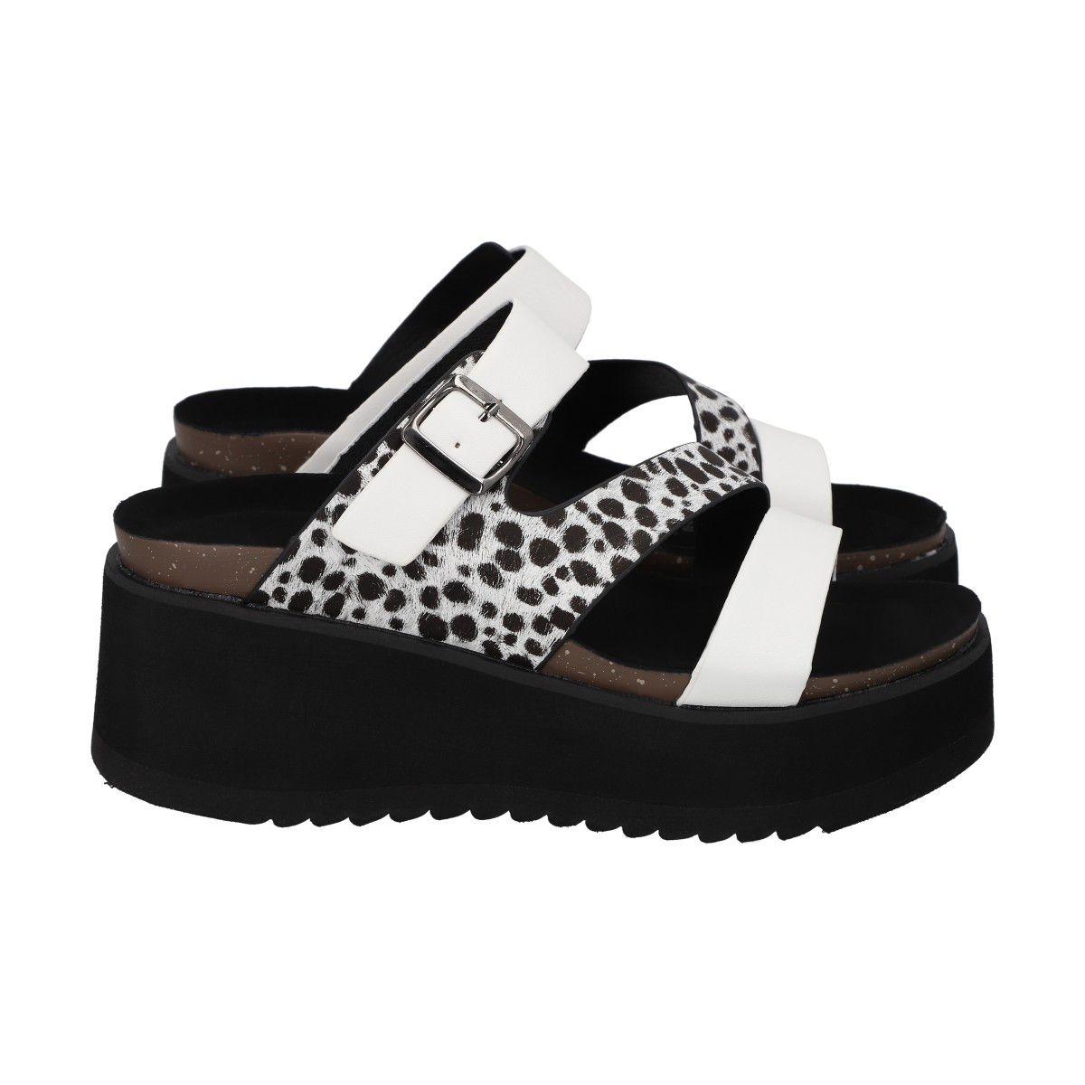 Sandalia Mujer Blanco/Print Constanza Police-2