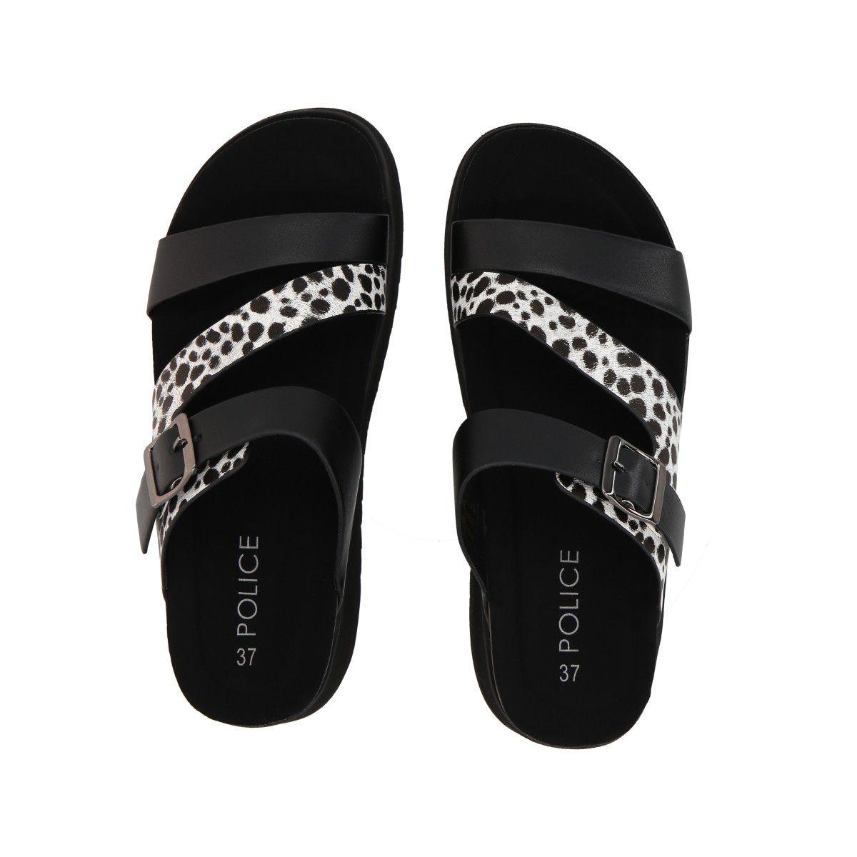 Sandalia Mujer Negro/Print Constanza Police-1