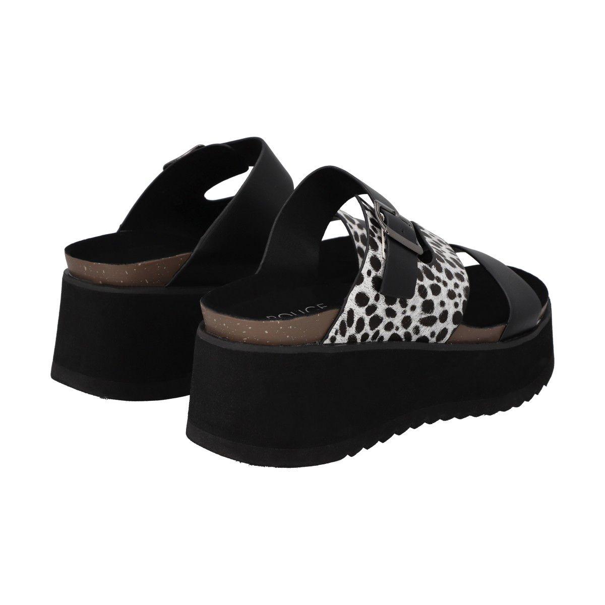 Sandalia Mujer Negro/Print Constanza Police-3