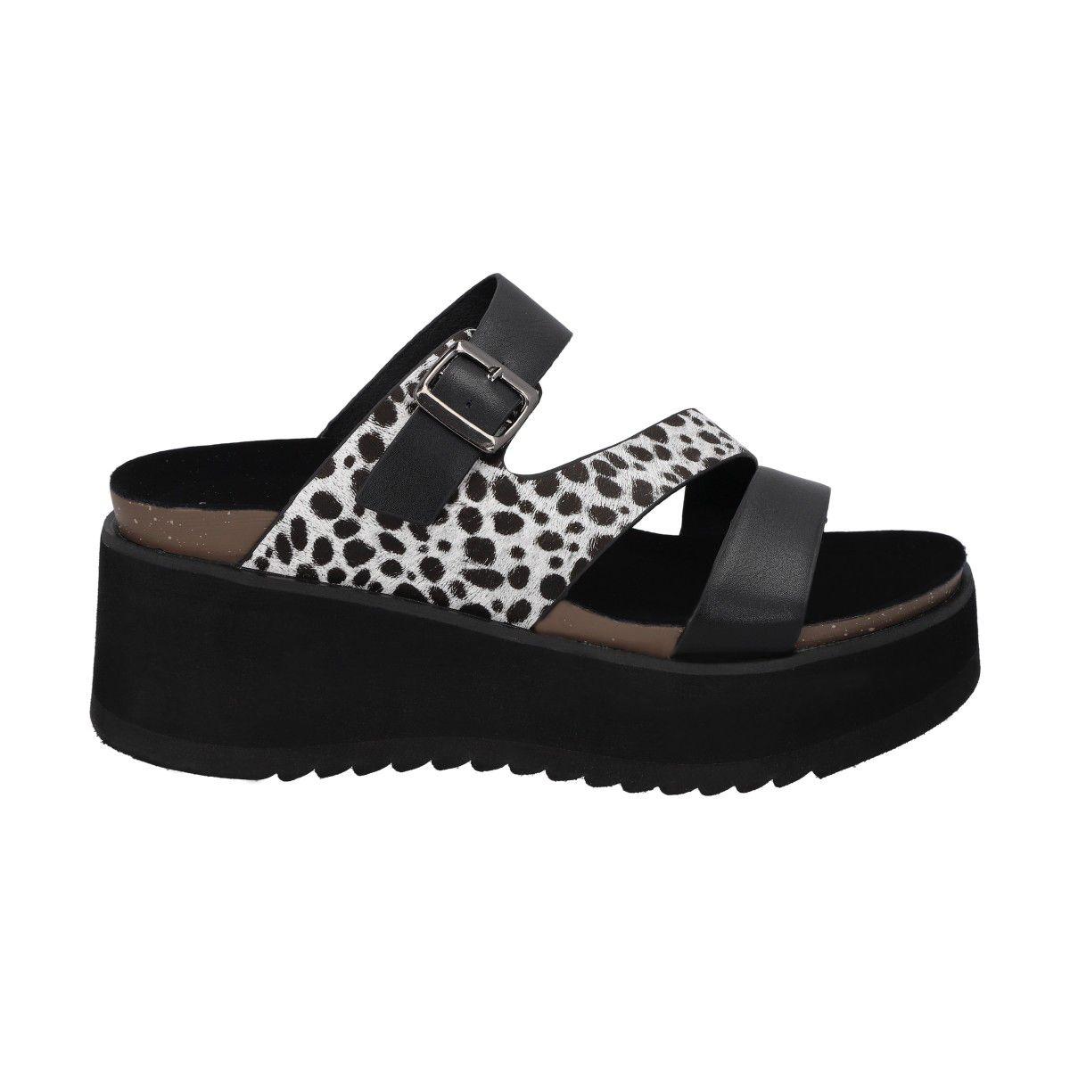 Sandalia Mujer Negro/Print Constanza Police-4