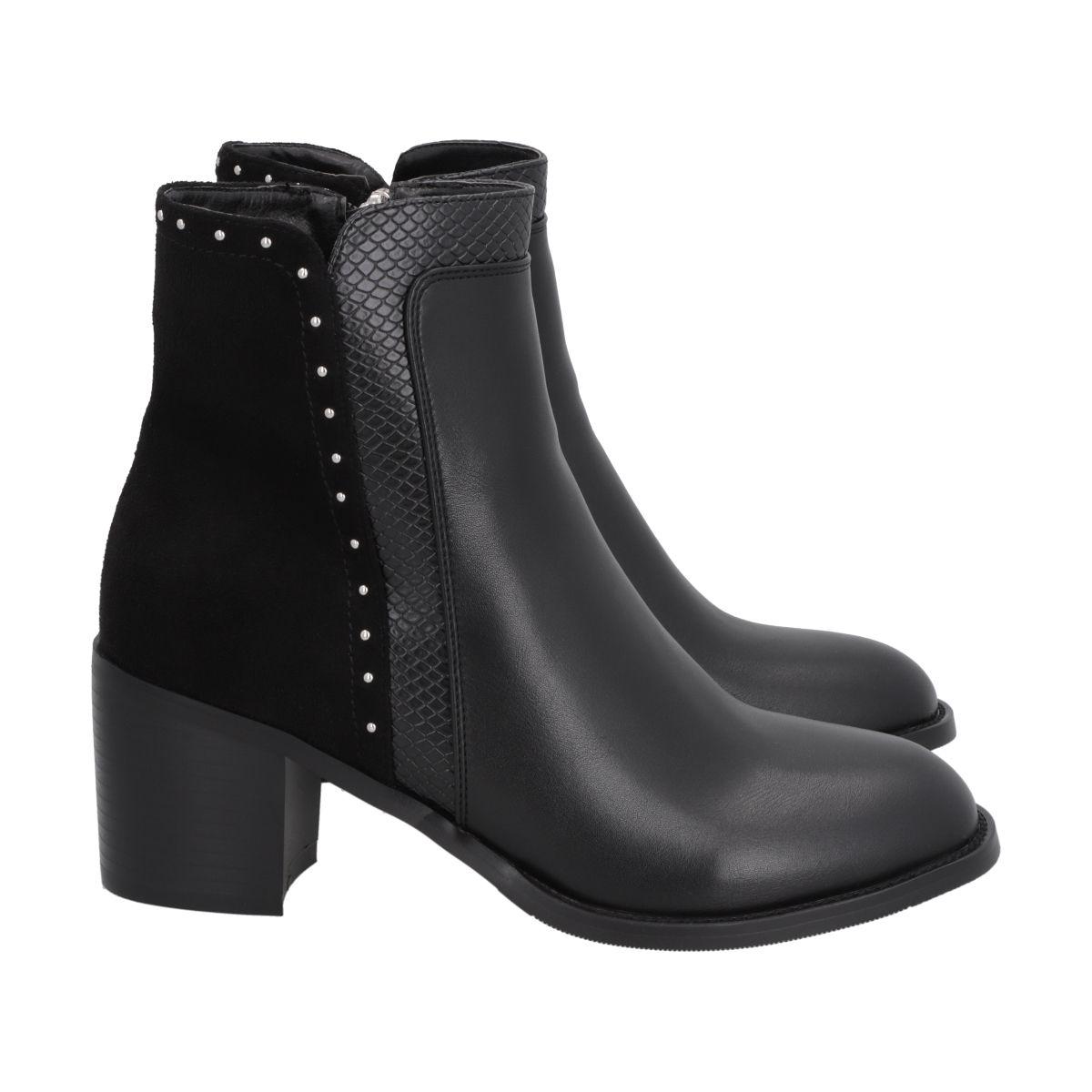 Botin Casual Mujer Negro Taco Medio Noir Police-2