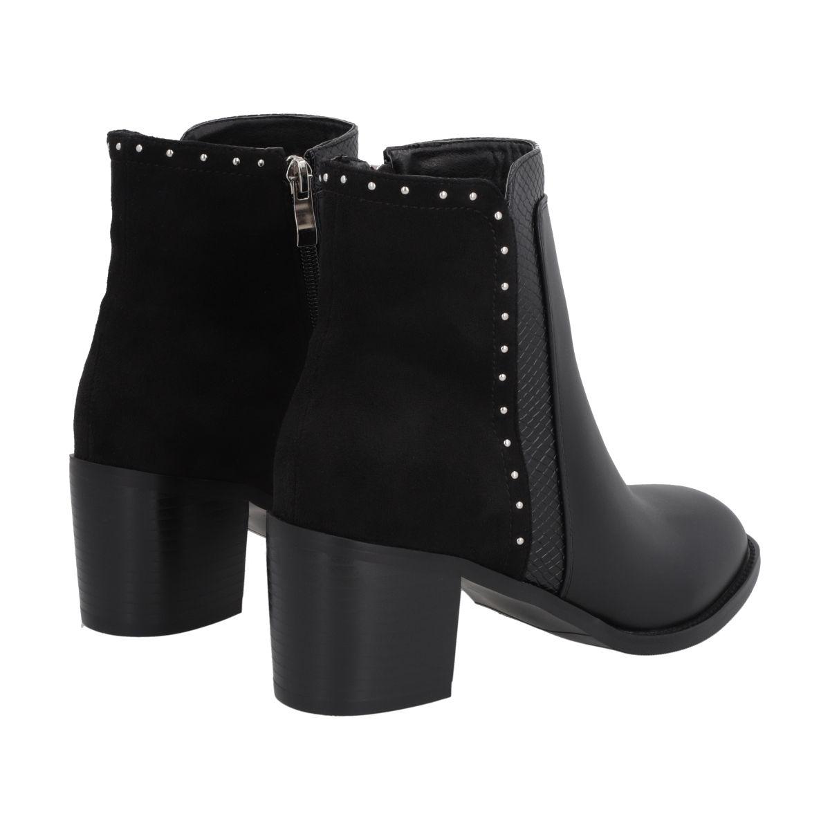 Botin Casual Mujer Negro Taco Medio Noir Police-3