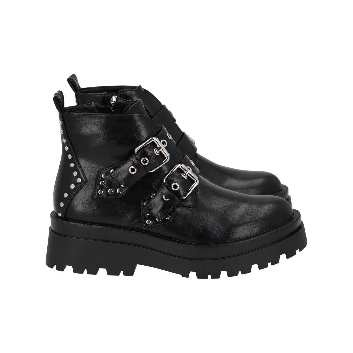 Botin Mujer Negro Snake/Hebilla Police-3
