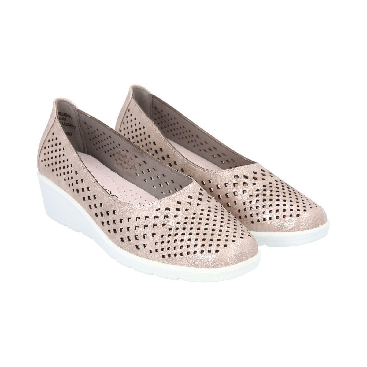 Zapato Mujer Dorado Confort Police-1