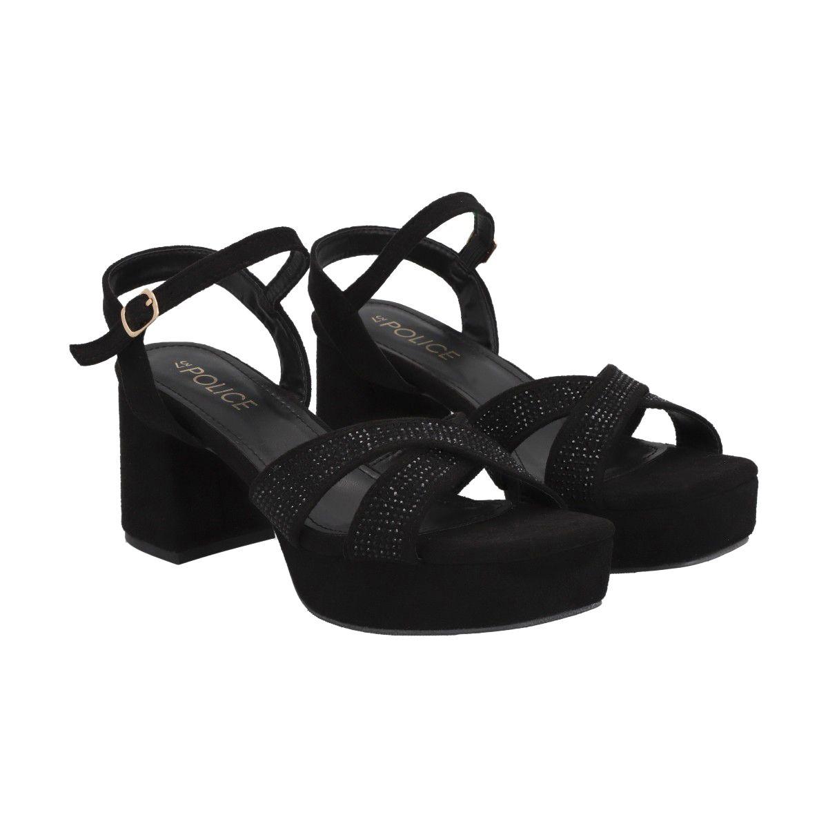 Sandalia Mujer Negro/Strass Noa Police-4