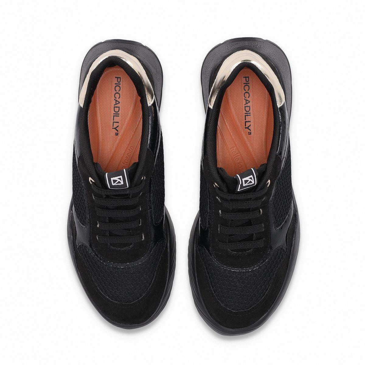 Zapatilla Mujer Negro/Dorado Fascitis Anabela Piccadilly-1