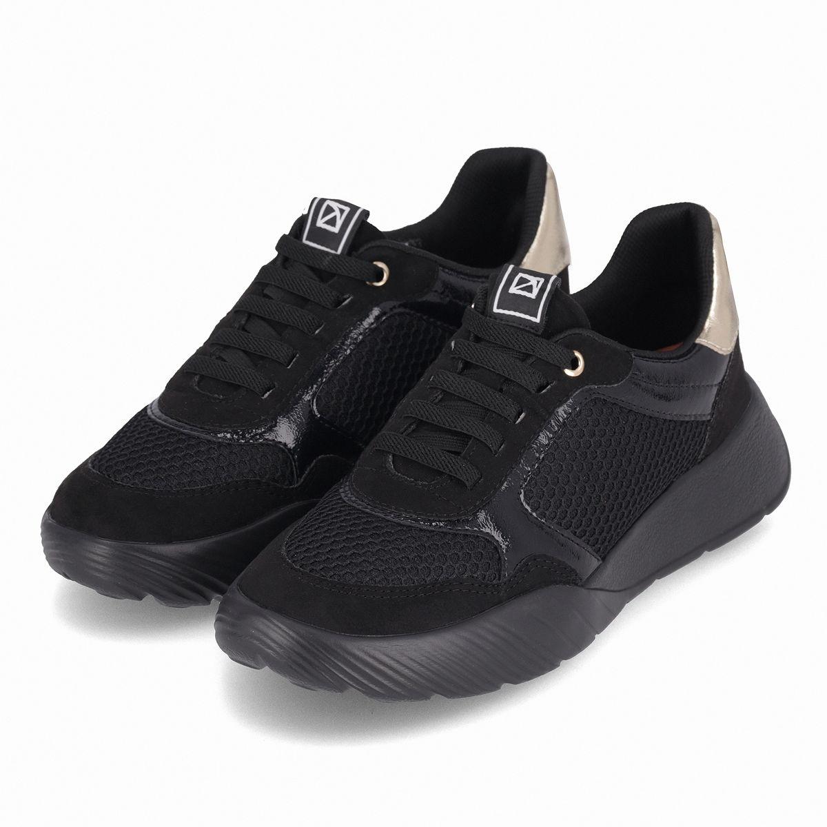 Zapatilla Mujer Negro/Dorado Fascitis Anabela Piccadilly-2