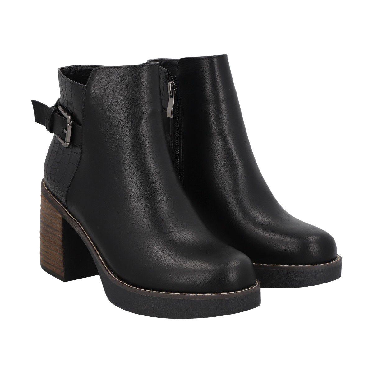 Botin Mujer Negro Zaxy/Hebilla Police-0