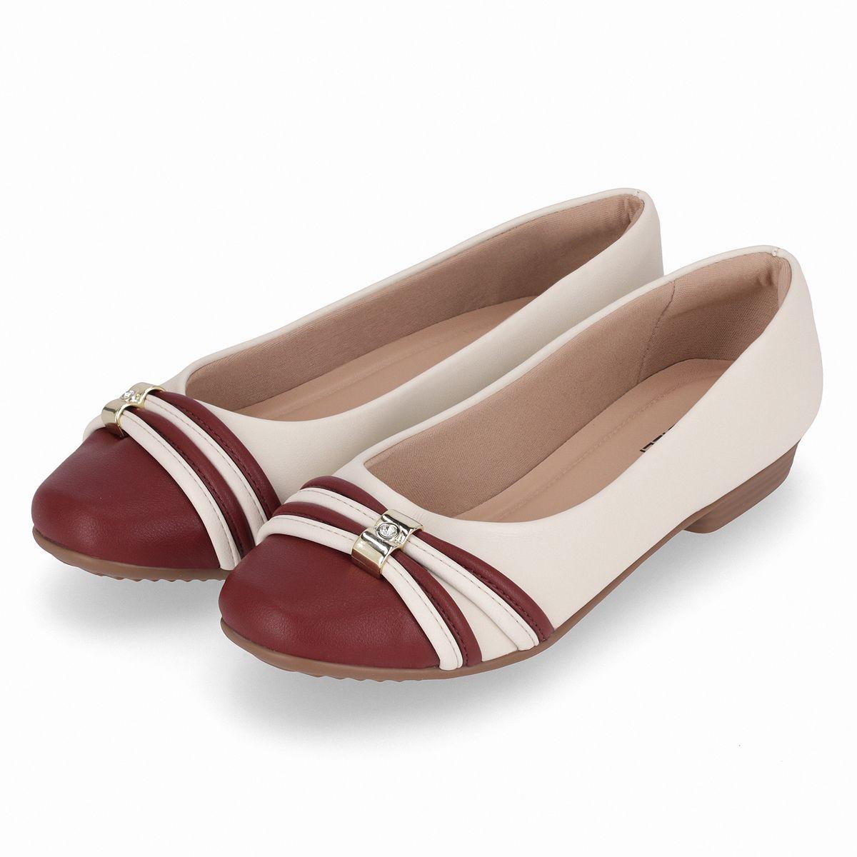 Ballerina Mujer Crema/Burdeo Raquel Piccadilly-2