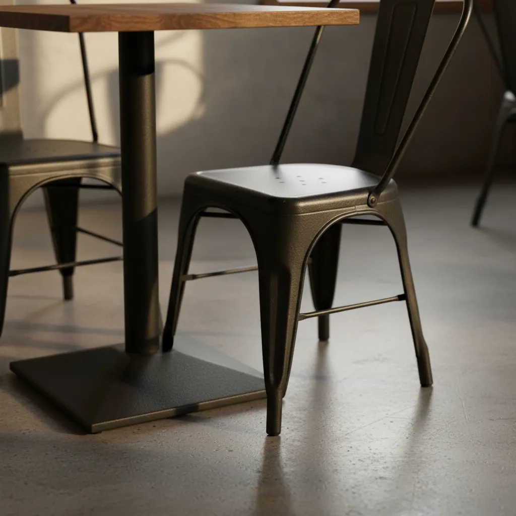 Juego De Mesa Madera Maciza 60x60 + 2 Sillas Tolix Negras-2