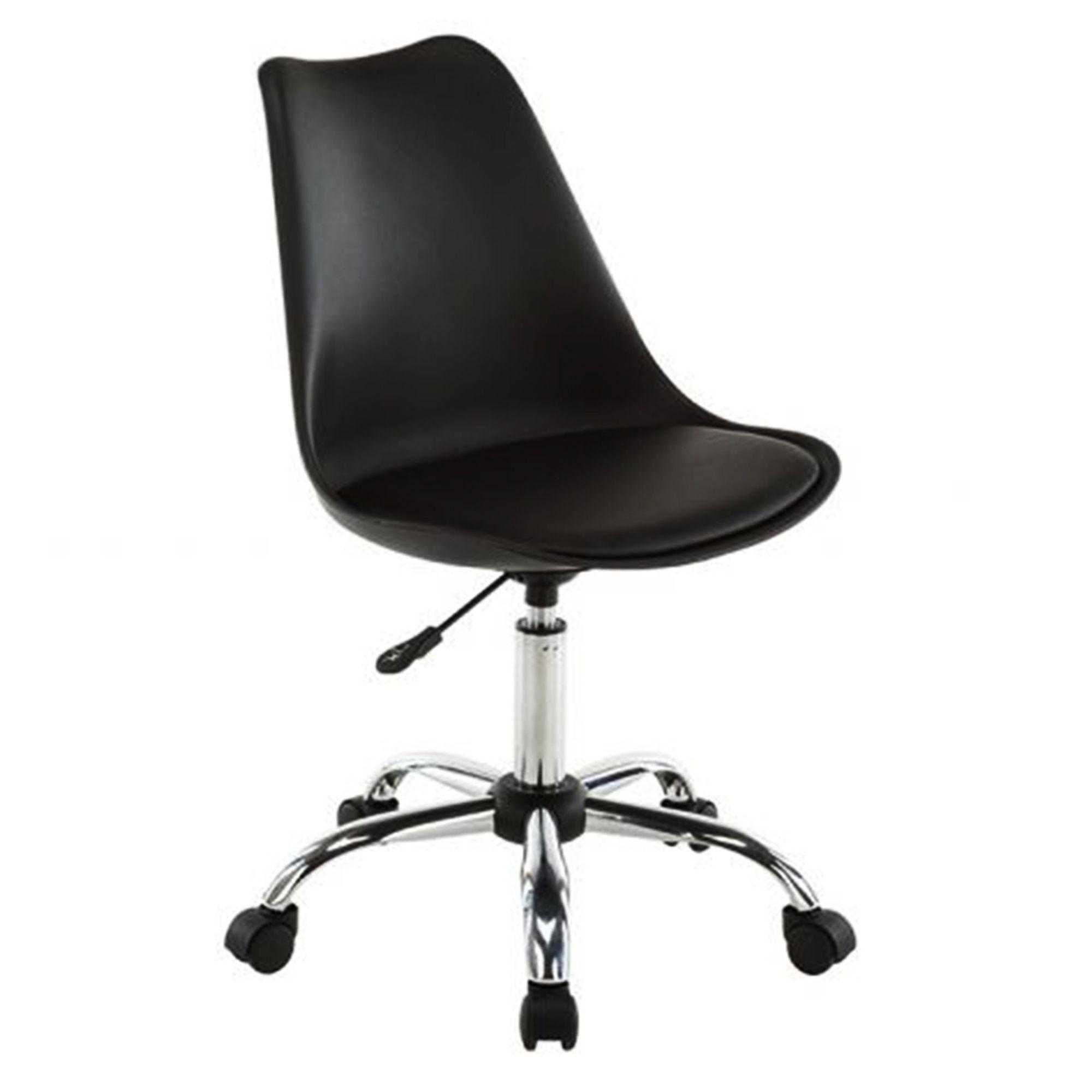 Silla Escritorio Negra 150kg Patas Acero Cromado Excelente-0