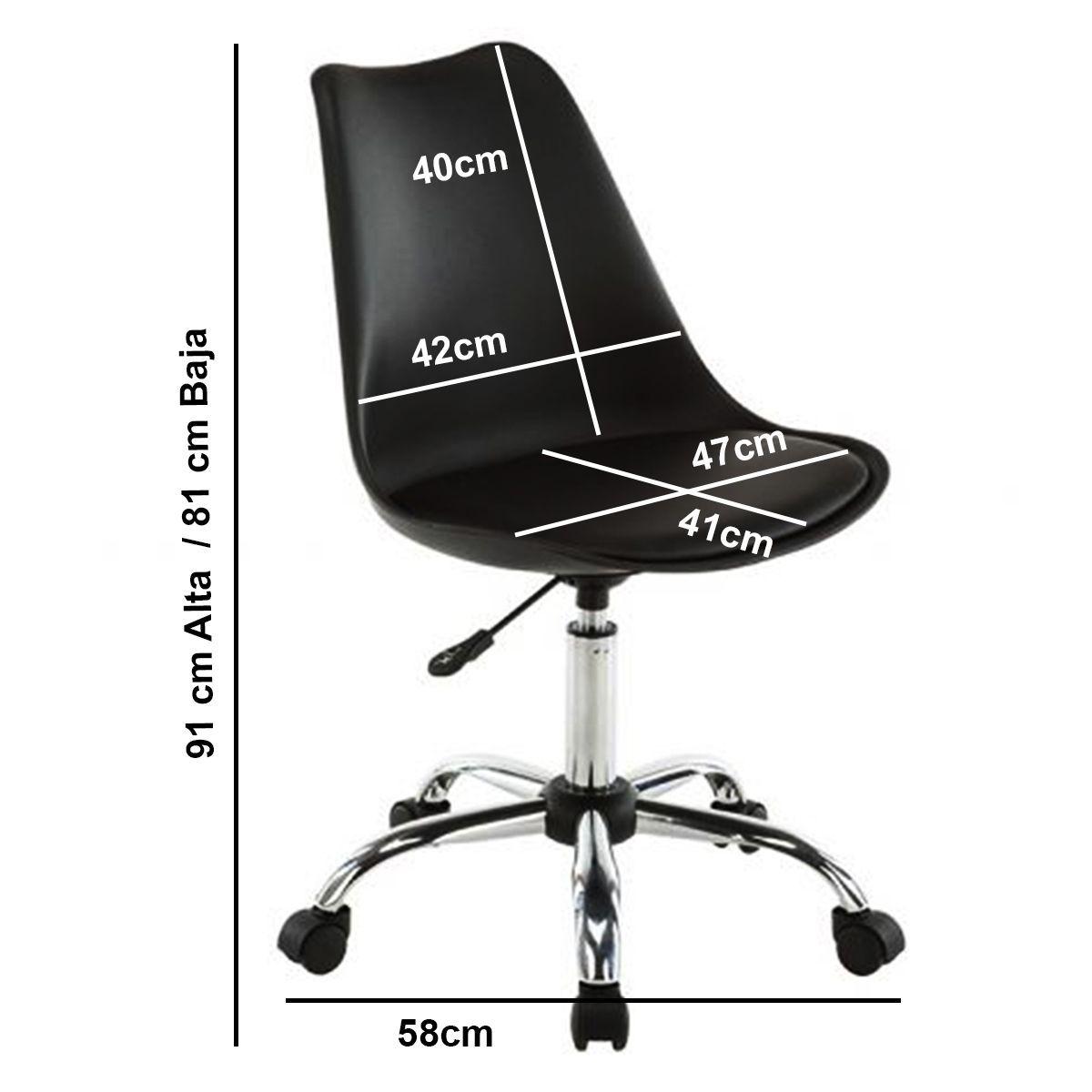 Silla Escritorio Negra 150kg Patas Acero Cromado Excelente-1