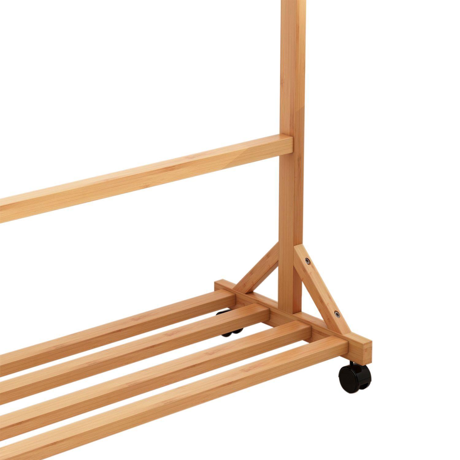 Perchero Organizador De Madera Con Ruedas 80cm-5