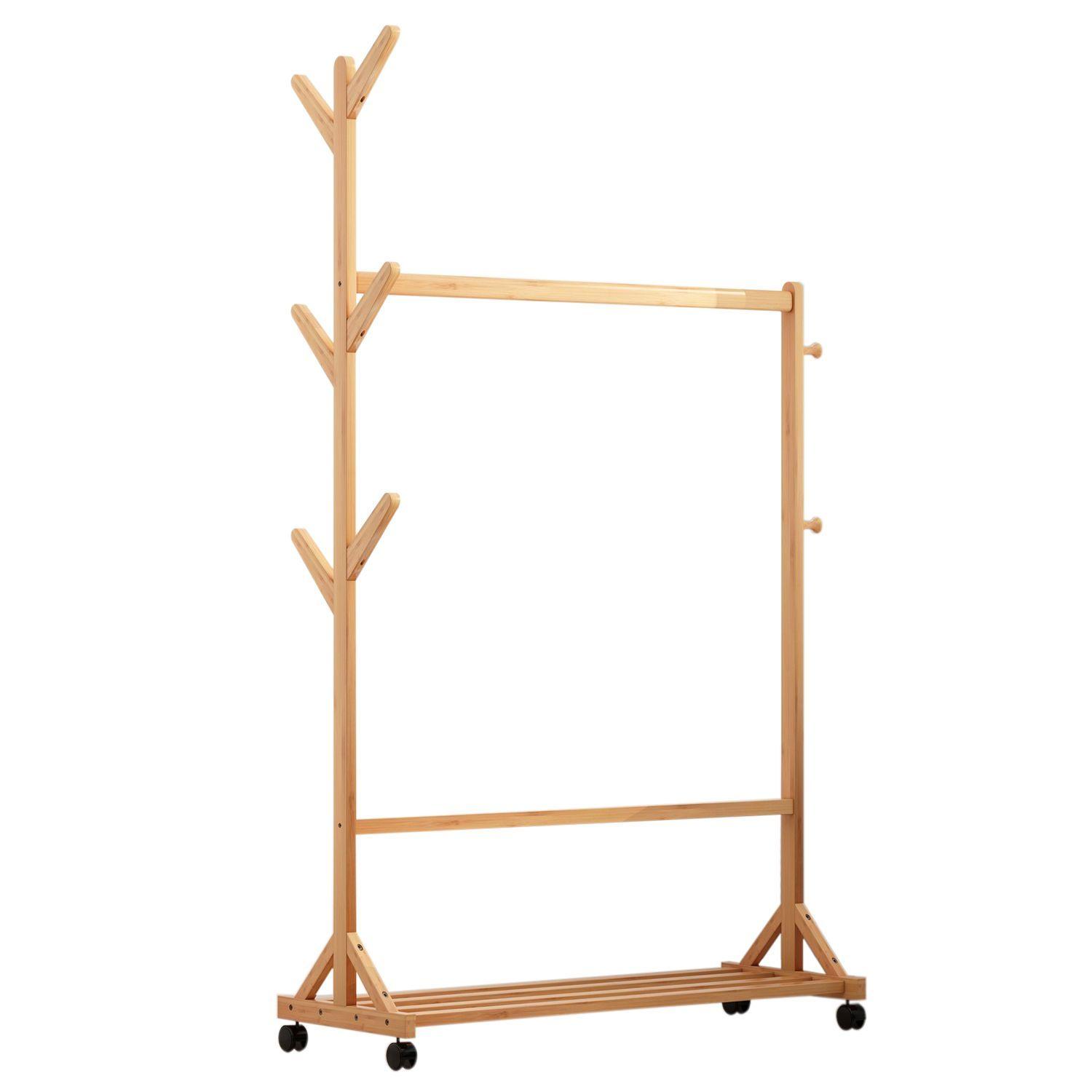 Perchero Organizador De Madera Con Ruedas 80cm-2