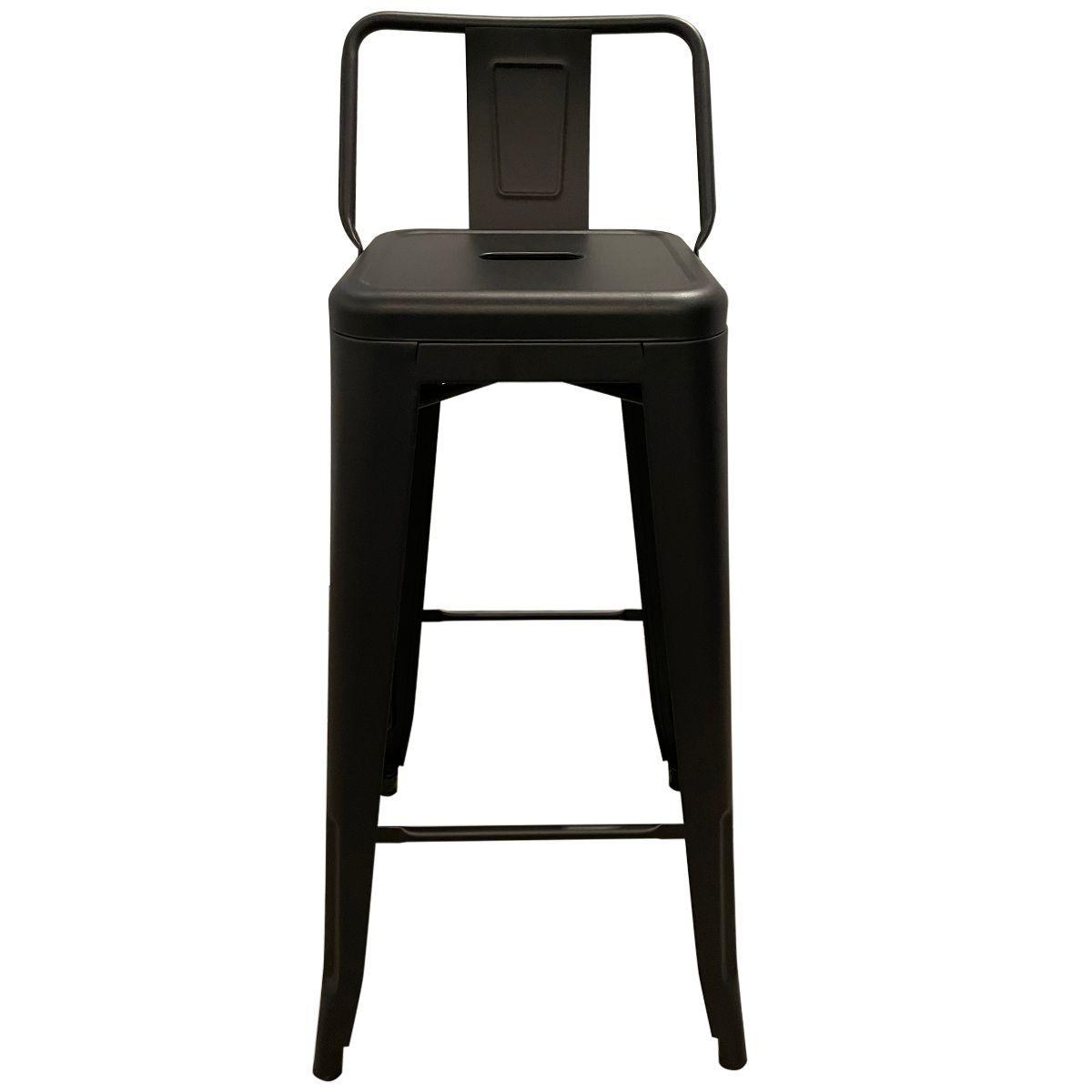 Piso Taburete Tolix Respaldo Bajo Negro Mate X4 (77h)-2