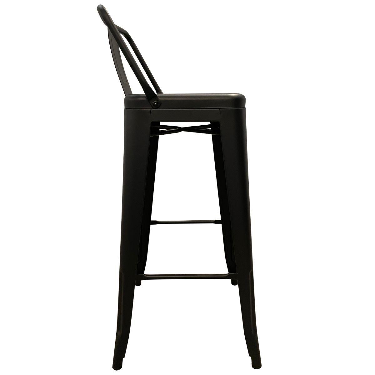 Piso Taburete Tolix Respaldo Bajo Negro Mate X4 (77h)-3