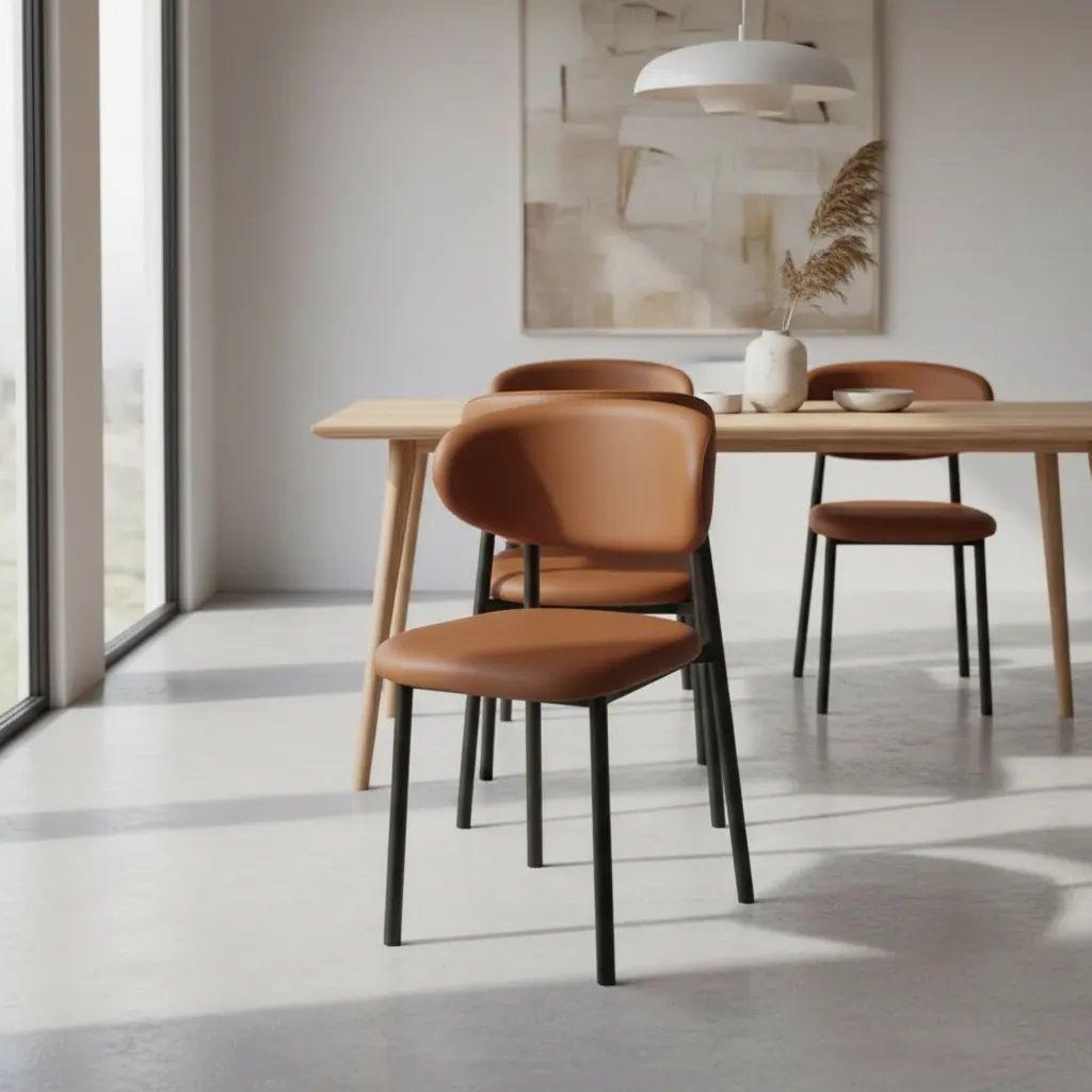 Silla Nato Eco Cuero Marron X2-2