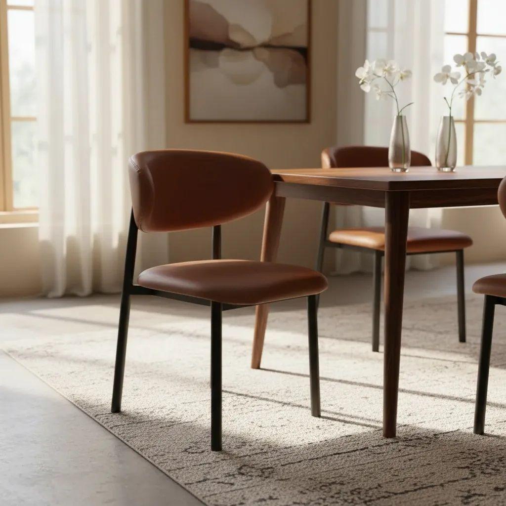 Silla Nato Eco Cuero Marron X2-4