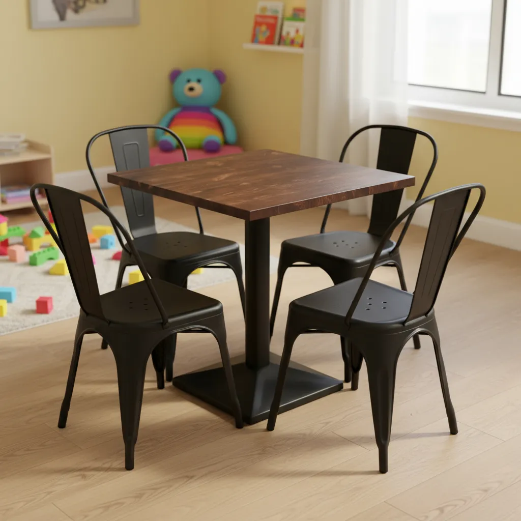 Set Mesa 70x70cm + 4 Sillas Tolix Para Bares Y Restaurantes-2