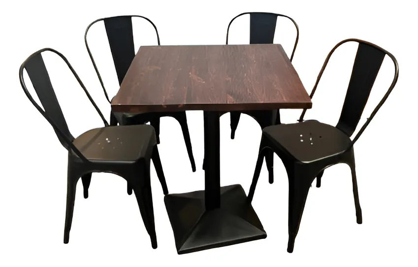 Set Mesa 70x70cm + 4 Sillas Tolix Para Bares Y Restaurantes-3