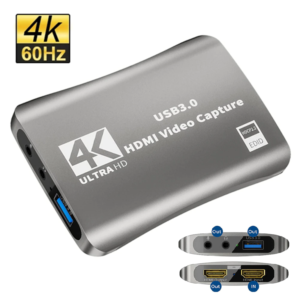 Capturadora de vídeo HD 4K 60fps USB 3.0 HDMI-1