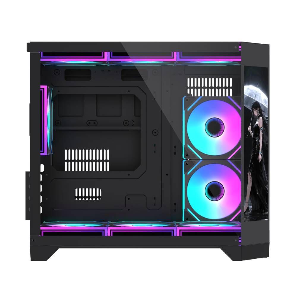 Gabinete Exodia Panel Zro Pantalla LED mATX Negro 6Fans ARGB-3