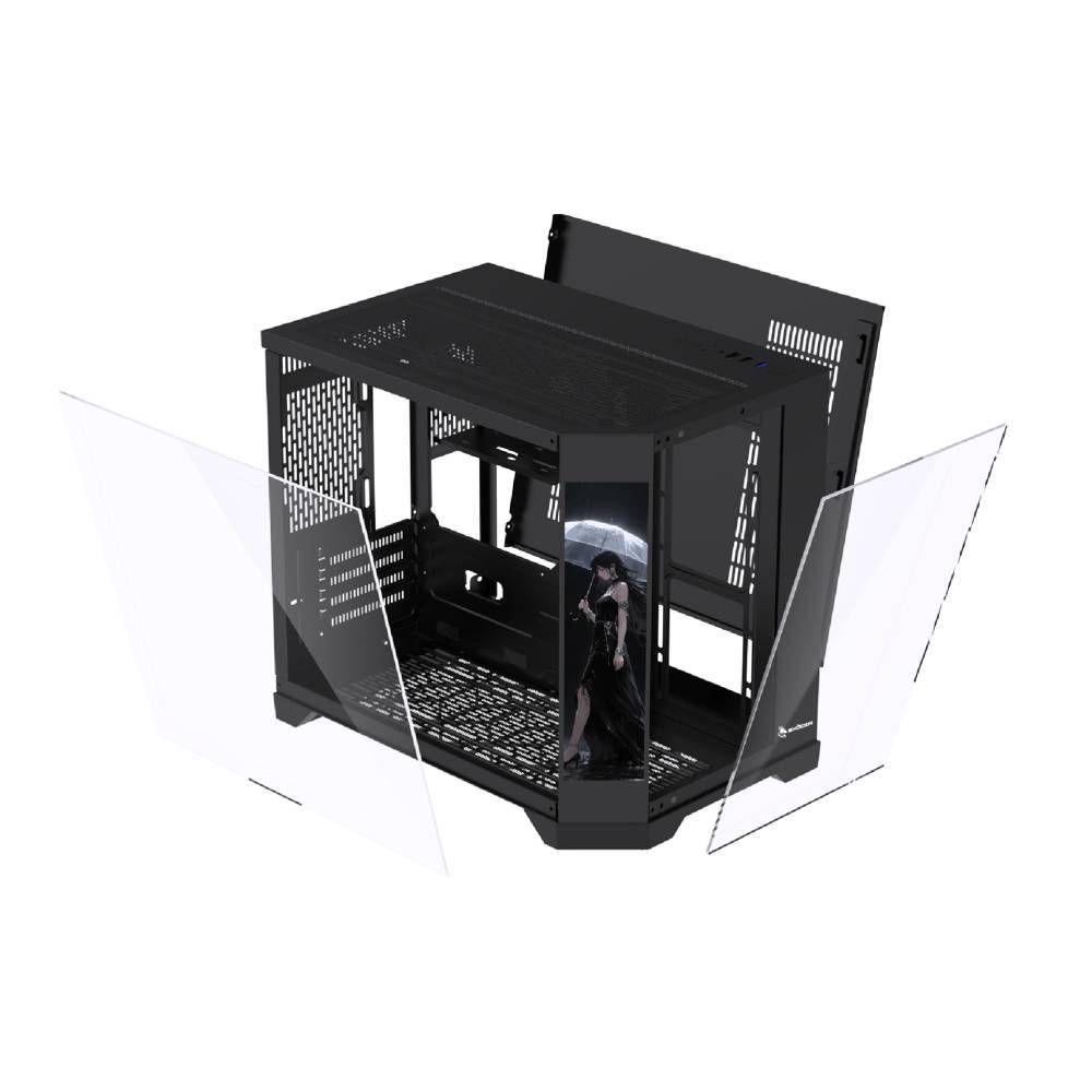 Gabinete Exodia Panel Zro Pantalla LED mATX Negro 6Fans ARGB-9