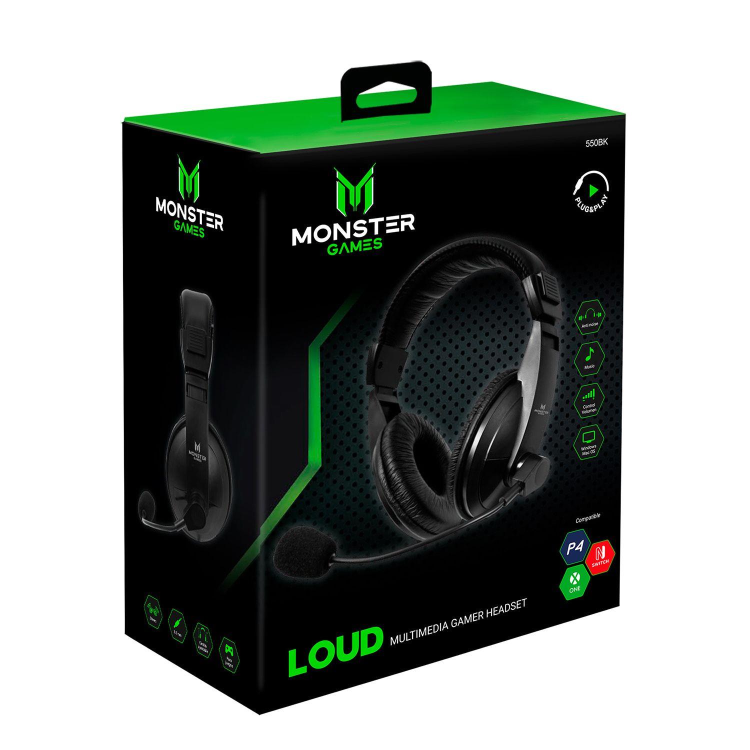Audifonos Gamer Monster Games Loud Negro Jack 35mm-2