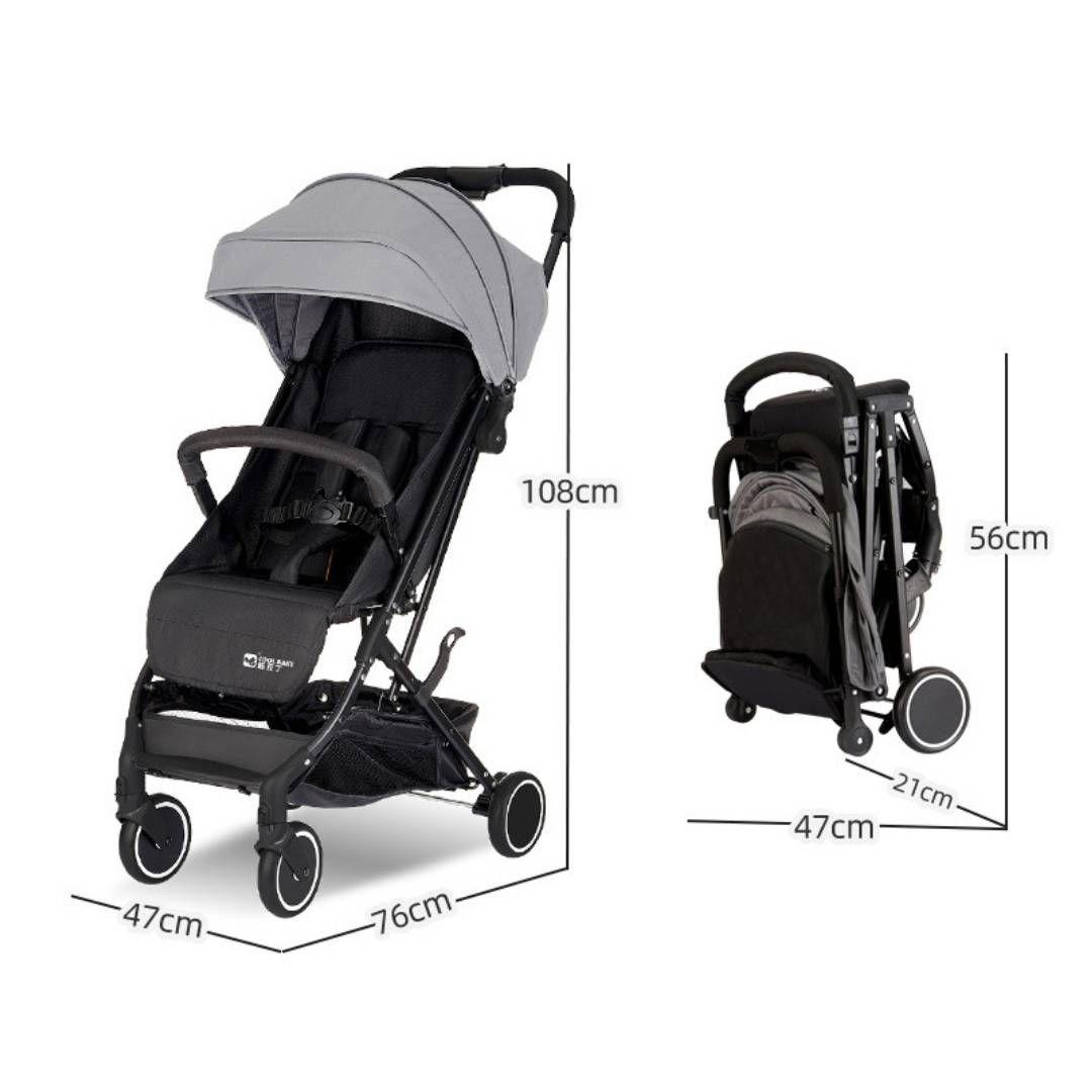 Coche Plegable Negro con Sombrilla-3
