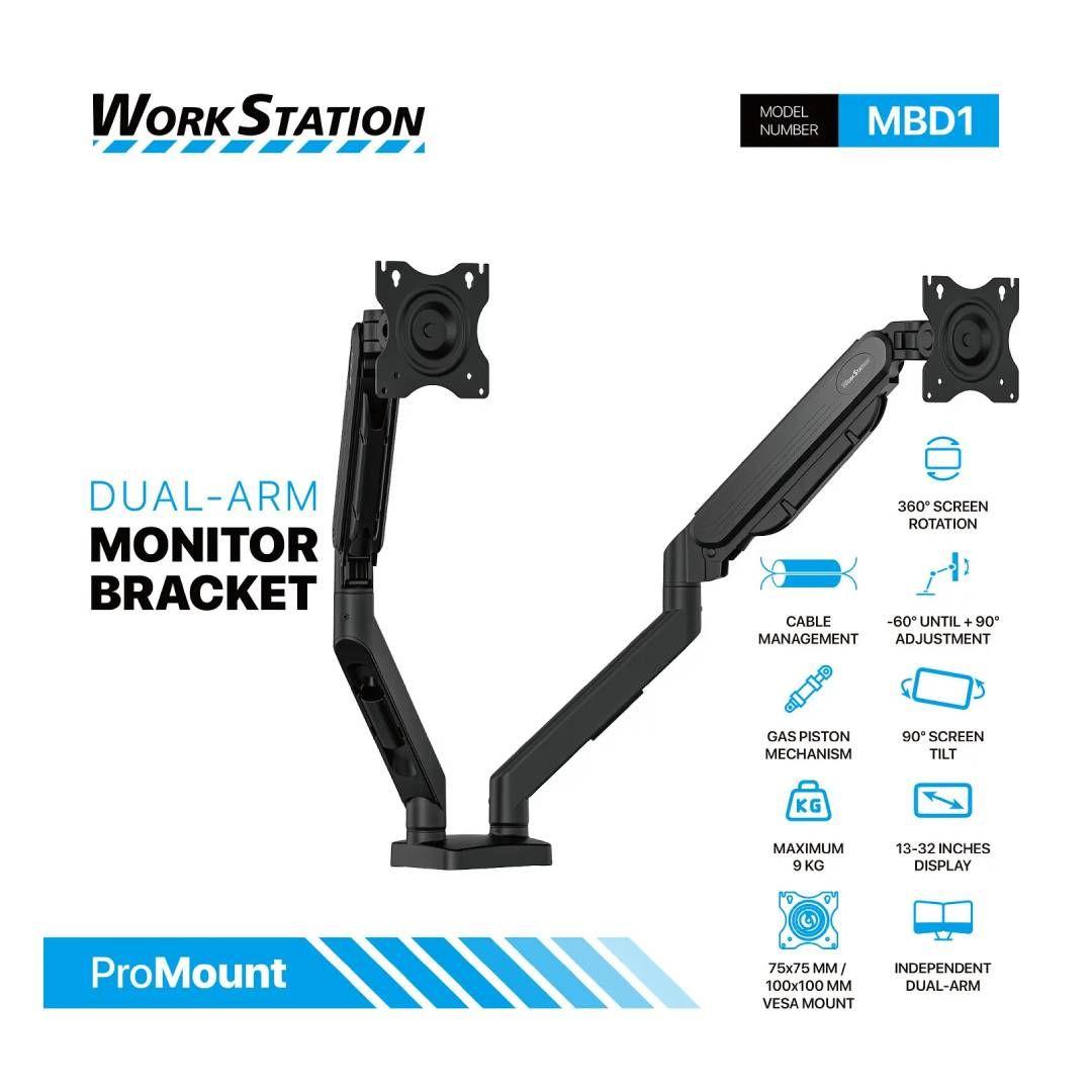 Soporte de Monitor Fantech ProStand Dual MBD1 Black-4
