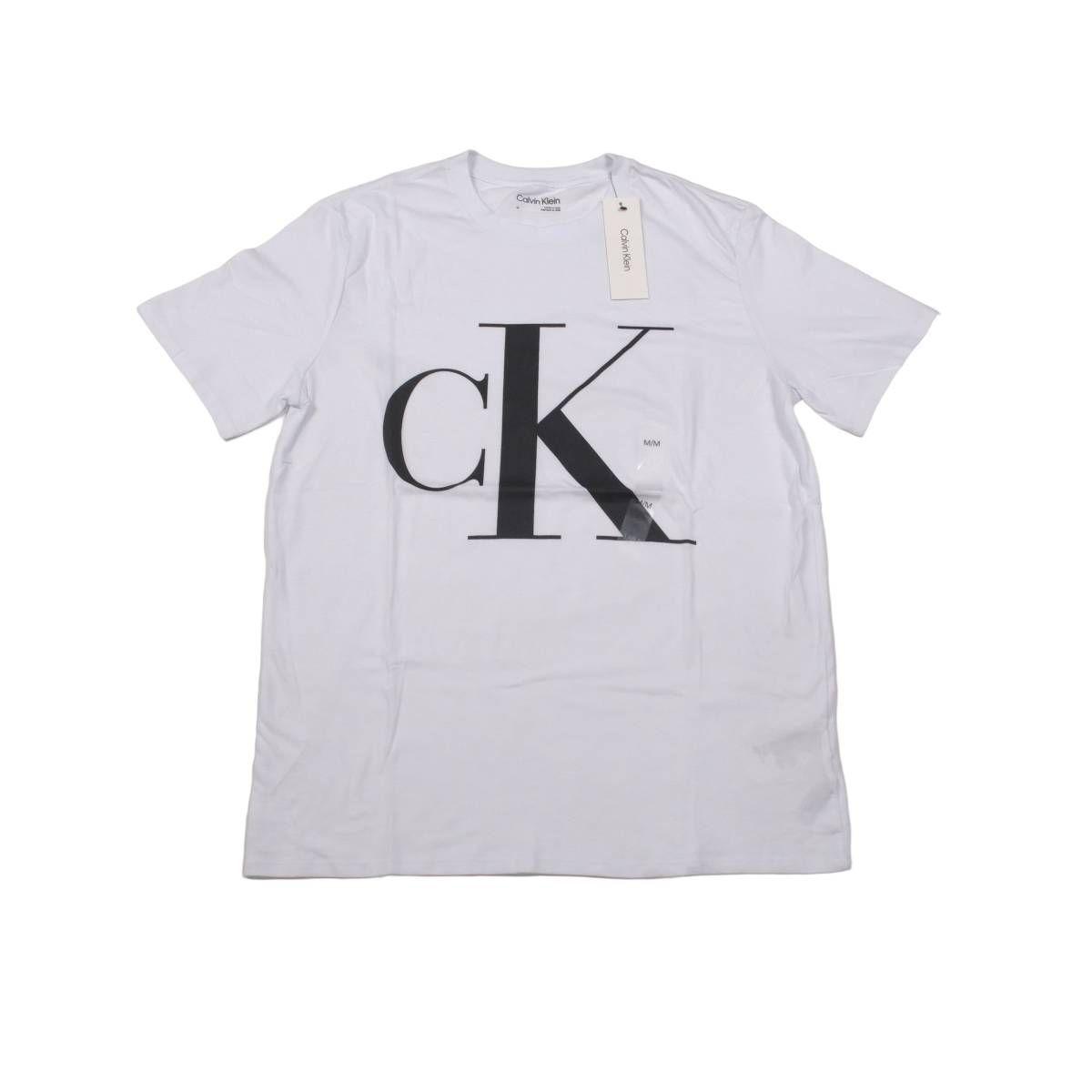 Polera Hombre Calvin Klein Blanca Logo Negro Talla L-2