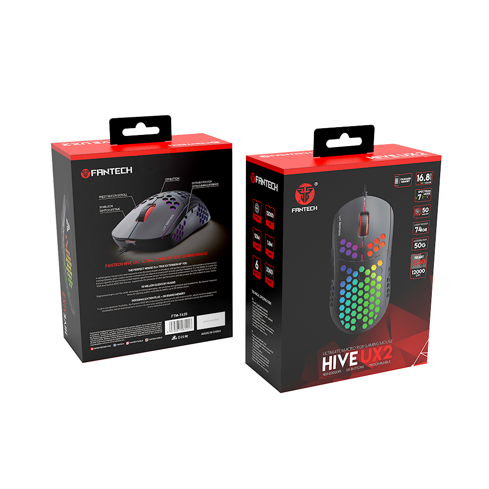 Mouse Gamer 12000 Dpi Fantech Hive Ux2 Ultimate Rgb Liviano-5