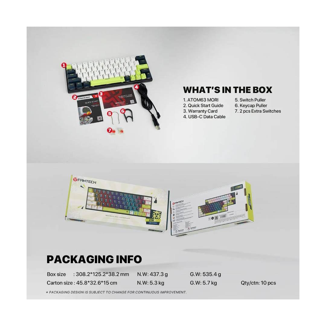 Teclado Fantech MK874V2 ATOM63 MORI Blue (Switch Rosie)-6