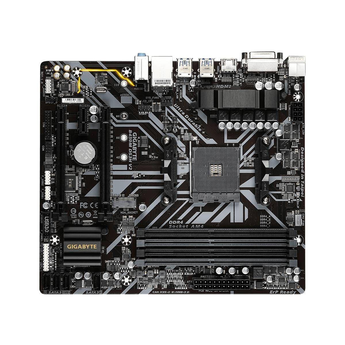 Placa Madre Gigabyte B450m Ds3h V2 Micro Atx Am4-1